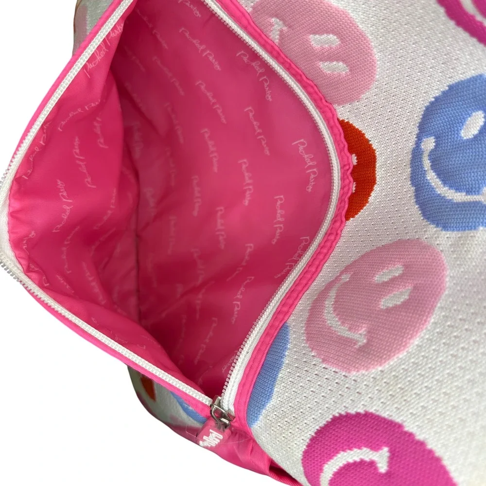 Packed Party Colorful Pink Smiley Face Backpack